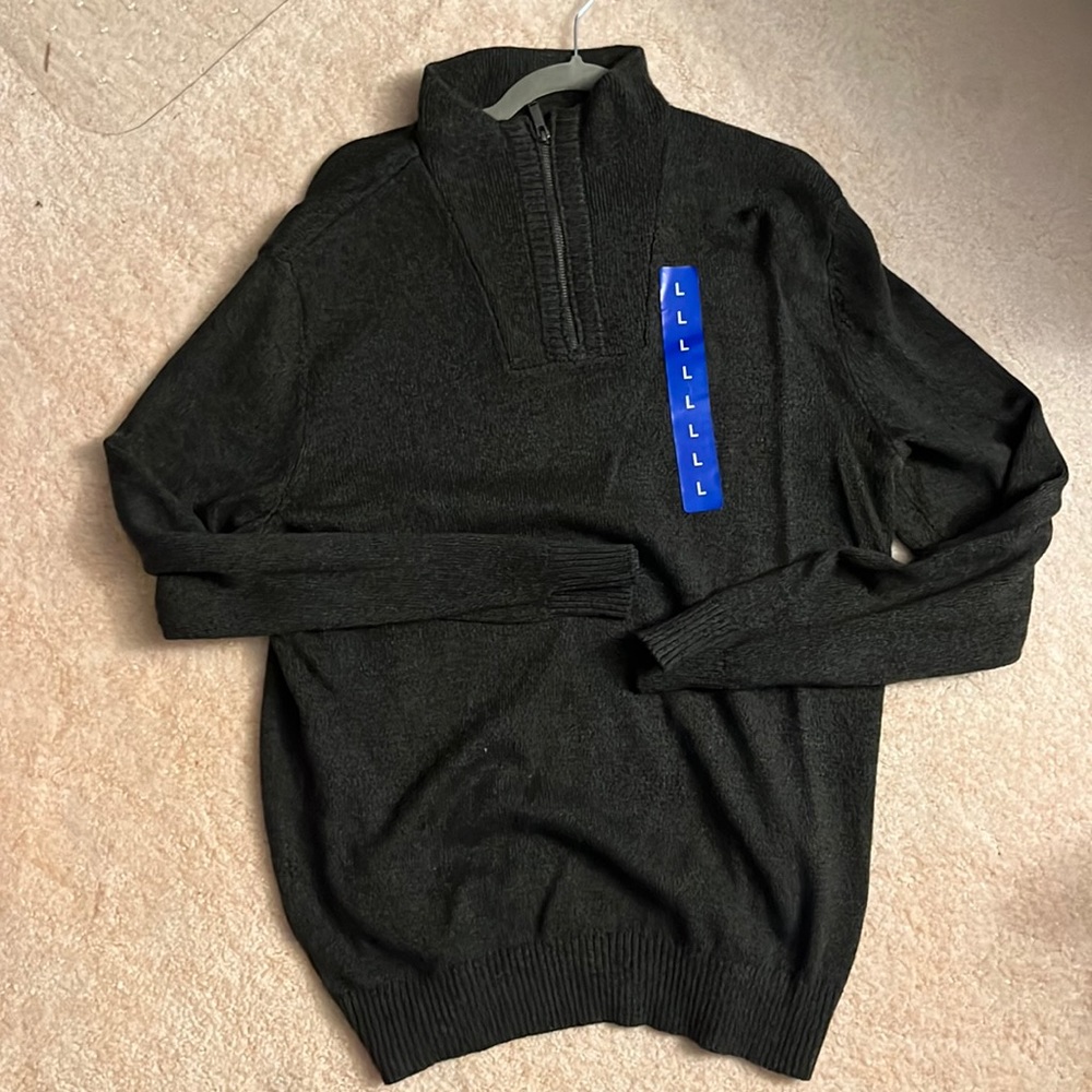 NWT - Calvin Klein Jean Olive Green quarter zip sweater